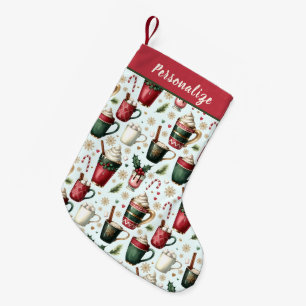 Hot Christmas Holiday Drinks Pattern Personalized Small Christmas Stocking