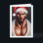 Hot Christmas Santa Claus Card<br><div class="desc">Hot Christmas Santa Claus - gay holiday greetings cards from Ricaso. Featuring a gorgeous handsome bare-chested man with stubble wearing a Santa hat Copyright © Ricaso. All rights reserved</div>