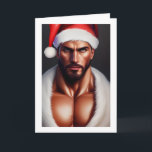 Hot Christmas Santa Claus Card<br><div class="desc">Hot Christmas Santa Claus - gay holiday greetings cards from Ricaso. Featuring a gorgeous handsome bare-chested man with stubble wearing a Santa hat Copyright © Ricaso. All rights reserved</div>