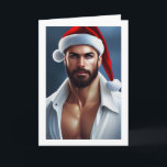 Hot Christmas Santa Claus Card<br><div class="desc">Hot Christmas Santa Claus - gay holiday greetings cards from Ricaso. Featuring a gorgeous handsome bare-chested man with stubble wearing a Santa hat - Copyright © Ricaso. All rights reserved</div>