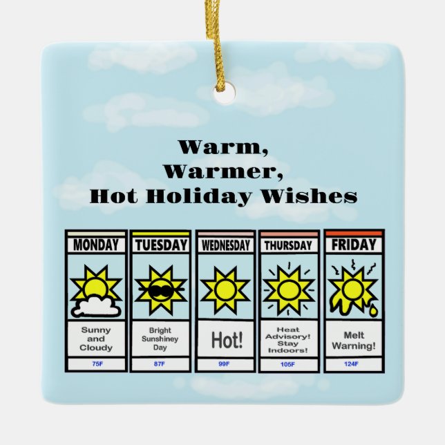 Hot Christmas Weather Forecast Ornament (Front)