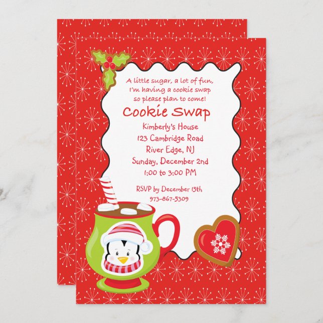 Hot Coco & Cookies Cookie Swap/Exchange Invitation (Front/Back)