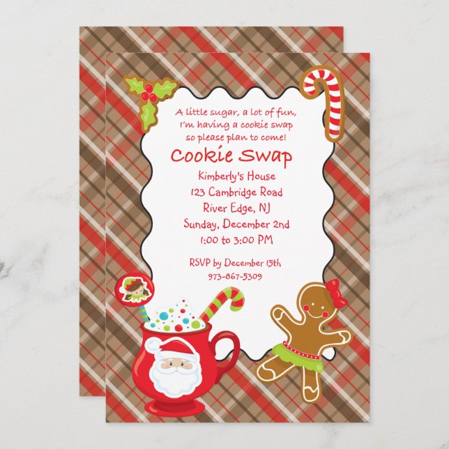 Hot Coco & Cookies Cookie Swap/Exchange Invitation (Front/Back)