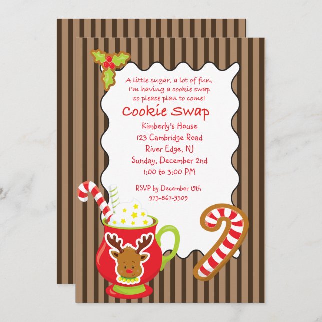 Hot Coco & Cookies Cookie Swap/Exchange Invitation (Front/Back)