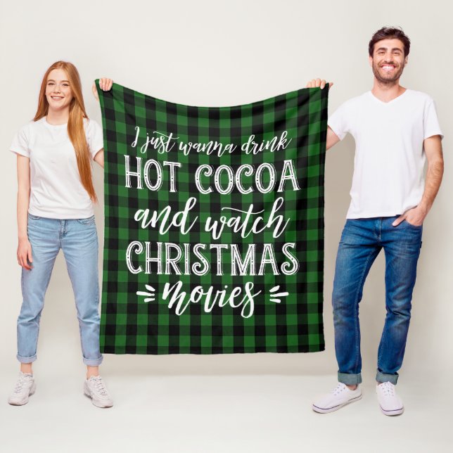 Hot Cocoa and Christmas Movies | Green Fleece Blanket (In Situ)