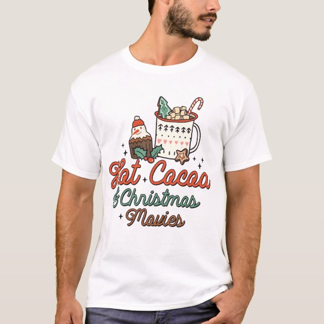 Hot Cocoa And Christmas Movies Retro T-Shirt (Front)
