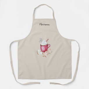 Hot Cocoa and Cookies Illustration Apron