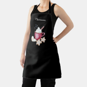 Hot Cocoa and Cookies Illustration Monogrammed Apron
