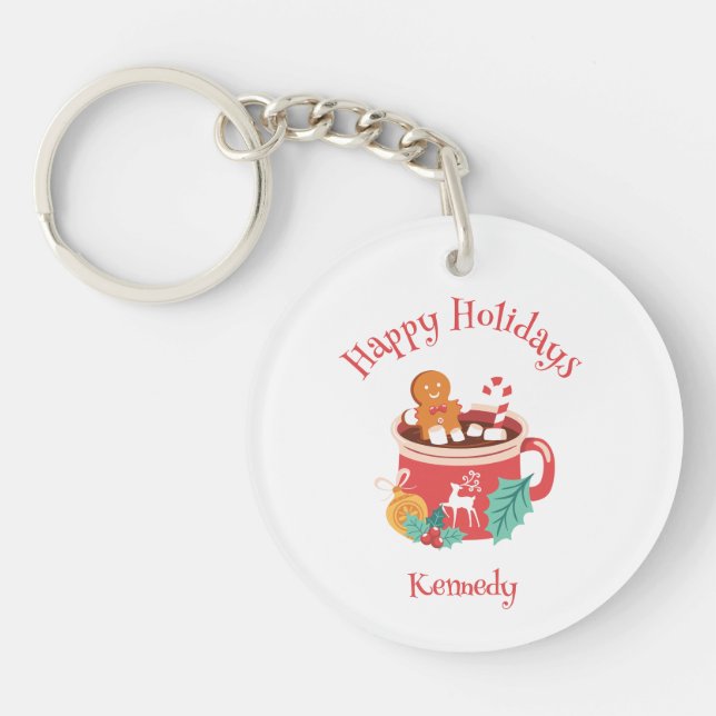 Hot Cocoa and Gingerbread Key Ring (Front)