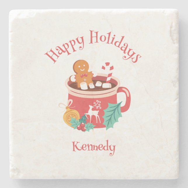 Hot Cocoa and Gingerbread Stone Coaster (Front)