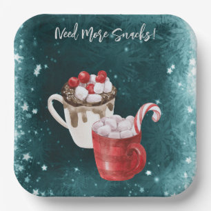 Hot Cocoa and Marshmallow Twin Baby Shower Paper Plate