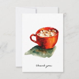 hot cocoa and marshmallows thank you card