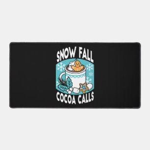 Hot Cocoa and Winter Charm - Snow Fall Cocoa Calls Desk Mat