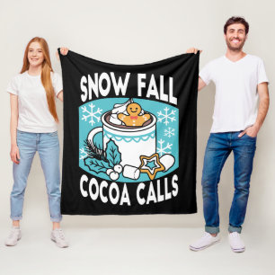Hot Cocoa and Winter Charm - Snow Fall Cocoa Calls Fleece Blanket