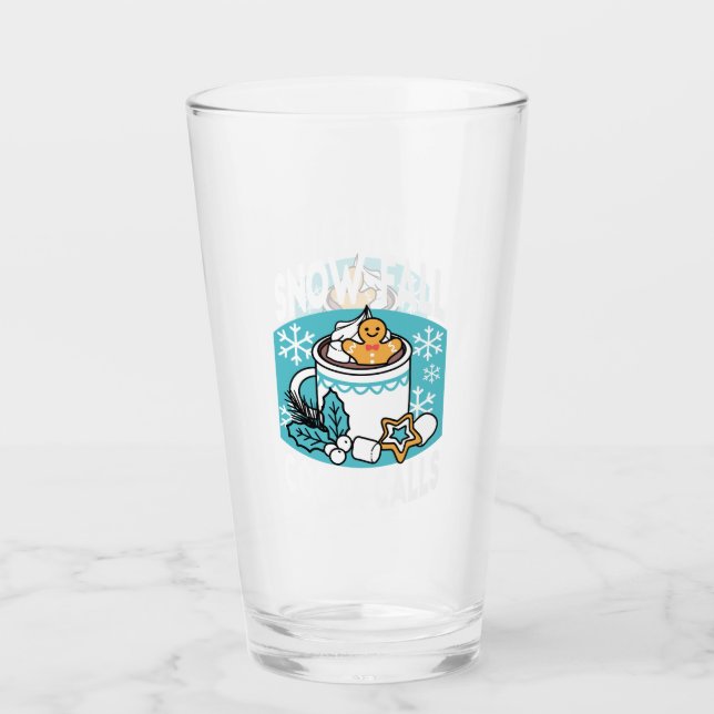 Hot Cocoa and Winter Charm - Snow Fall Cocoa Calls Glass (Front)