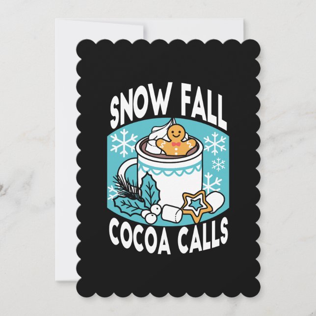 Hot Cocoa and Winter Charm - Snow Fall Cocoa Calls Invitation (Front)