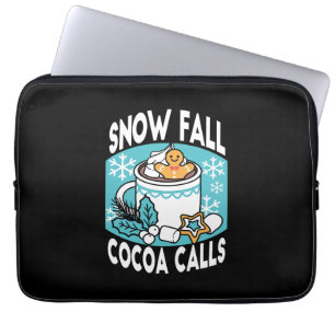 Hot Cocoa and Winter Charm - Snow Fall Cocoa Calls Laptop Sleeve