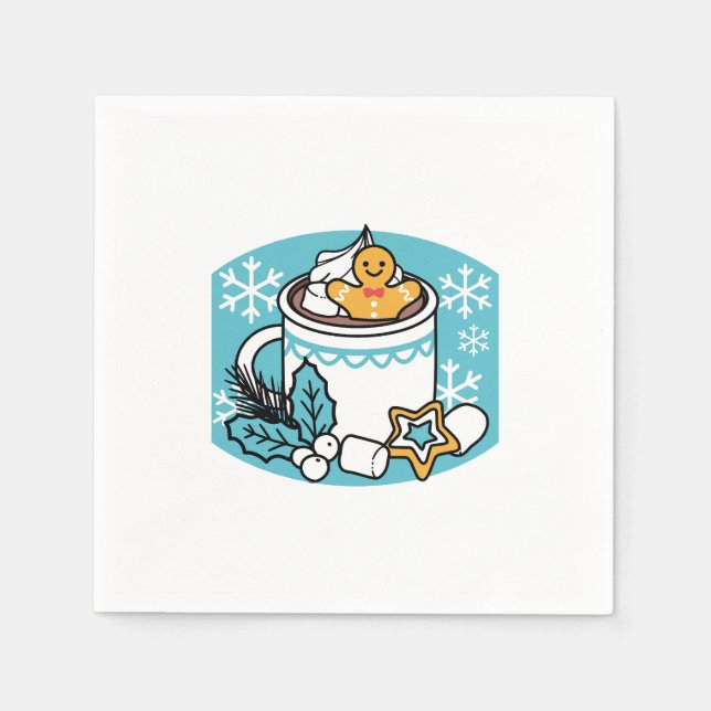 Hot Cocoa and Winter Charm - Snow Fall Cocoa Calls Napkin (Front)