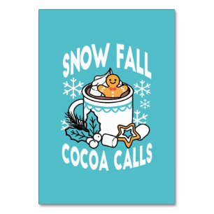 Hot Cocoa and Winter Charm - Snow Fall Cocoa Calls Table Number