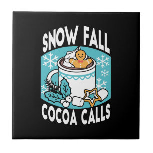 Hot Cocoa and Winter Charm - Snow Fall Cocoa Calls Tile