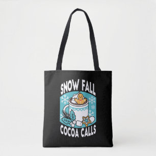 Hot Cocoa and Winter Charm - Snow Fall Cocoa Calls Tote Bag