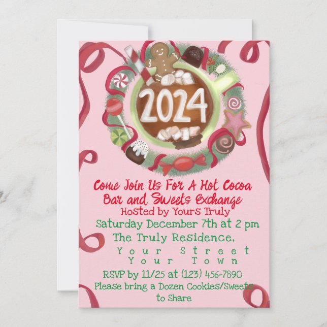 Hot Cocoa Bar and Cookie Exchange Invitation (Front)