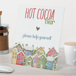 Hot cocoa Bar Baby Shower snowy village Pedestal Sign