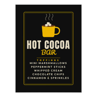 Hot Cocoa Bar Christmas Winter Party Toppings Menu Poster