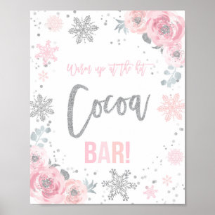 Hot Cocoa Bar Pink Winter ONEderland Party Poster
