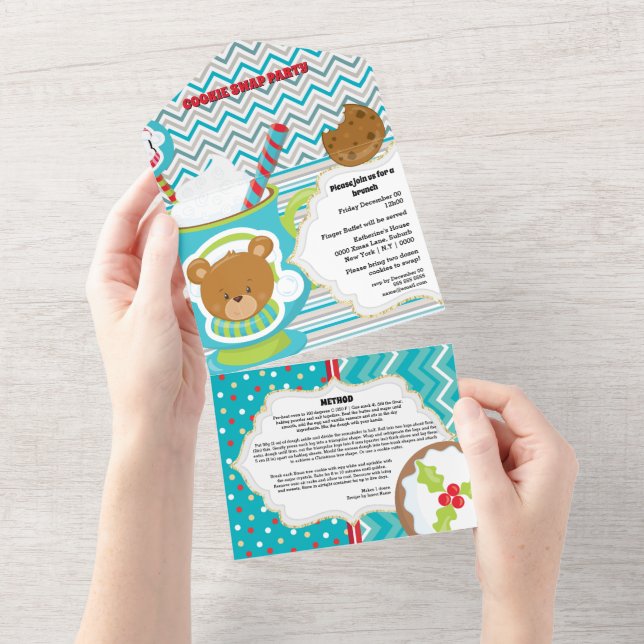 Hot cocoa bear chocolate chip recipe card cute (Tearaway)