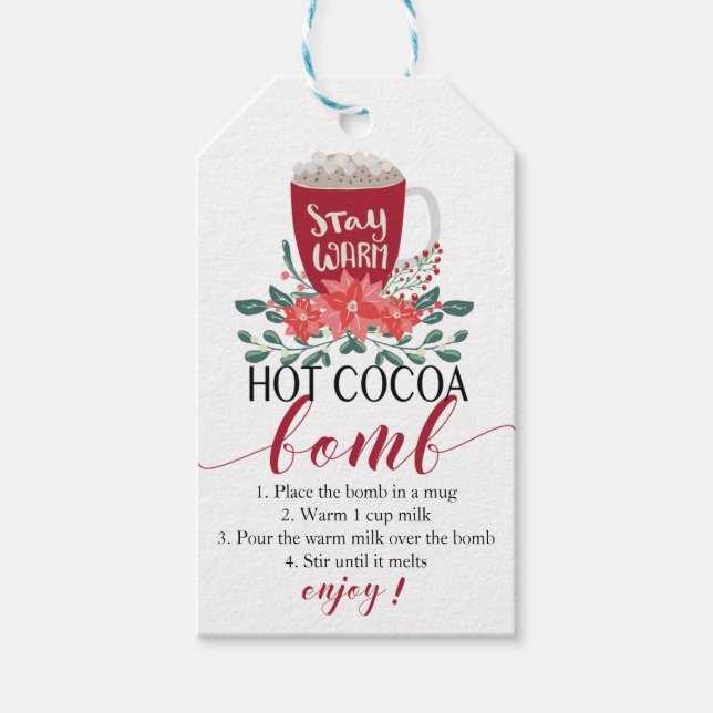 Hot Cocoa Bomb christmas tag directions (Front)