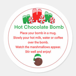 Hot cocoa bomb sticker, hot chocolate bomb label