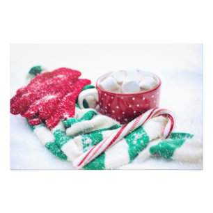 Hot Cocoa   Candy Cane   Scarf & Mitts Christmas Photo Print
