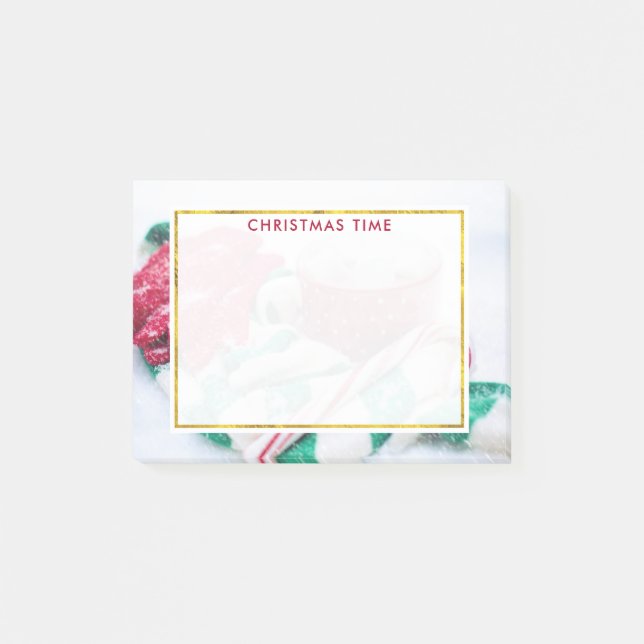 Hot Cocoa | Candy Cane | Scarf & Mitts Christmas Post-it Notes (Front)