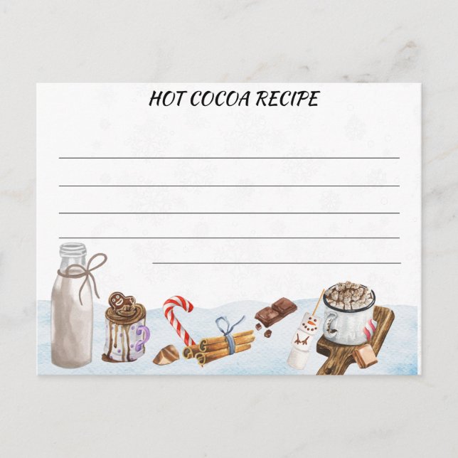 Hot Cocoa Chocolate Recipe  Card postcard (Front)