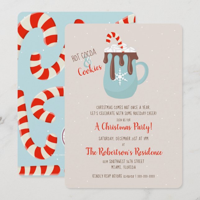 Hot Cocoa Christmas Invitation (Front/Back)