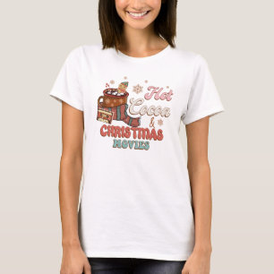 Hot Cocoa Christmas Movies Retro T-Shirt