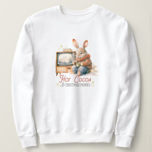 Hot Cocoa & Christmas Movies Vintage Rabbit Sweatshirt
