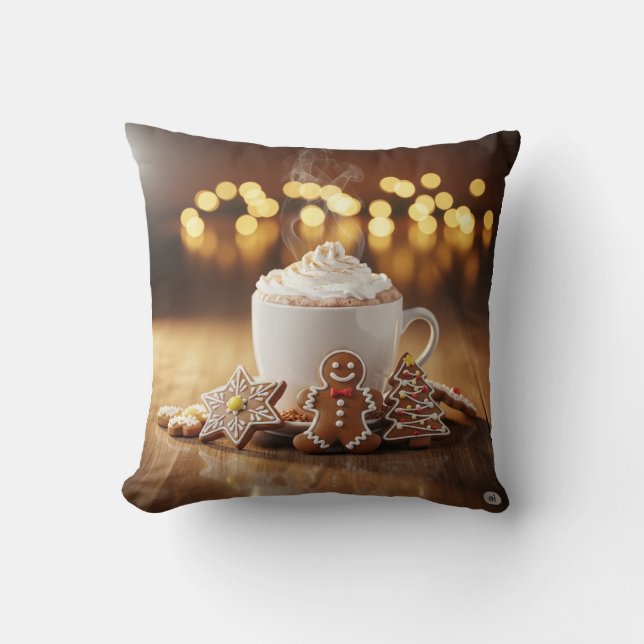 Hot Cocoa Christmas Ornament Cushion (Front)