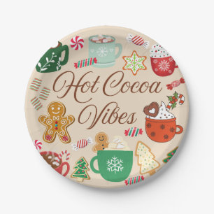 Hot Cocoa Christmas Vibes Paper Plate