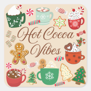 Hot Cocoa Christmas Vibes Square Sticker