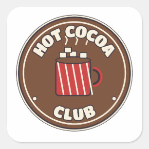 Hot Cocoa Club Retro Badge Cosy Winter Square Sticker