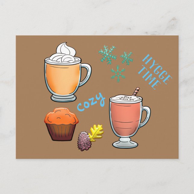 Hot Cocoa Coffee Cosy Hygge Time  Postcard (Front)