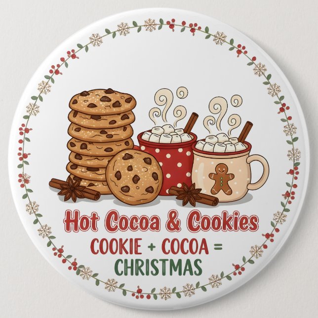 Hot Cocoa & Cookies Christmas 6 Cm Round Badge (Front)