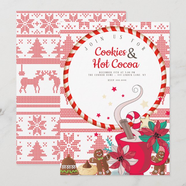 Hot Cocoa & Cookies Christmas Holiday Party Invitation (Front/Back)