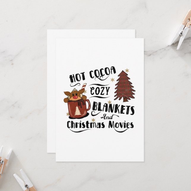 Hot Cocoa Cosy Blankets And Christmas Movies Cute  Invitation (Front/Back In Situ)