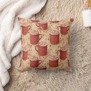 Hot Cocoa Cozy Pattern Vintage Christmas Cushion