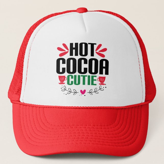 Hot Cocoa Cutie - Charming Christmas Trucker Hat (Front)