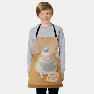 Hot Cocoa Day: Smiling Bichon Marshmallow Art Apron