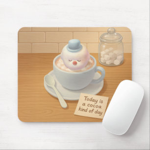 Hot Cocoa Day: Smiling Bichon Marshmallow Art Mouse Mat